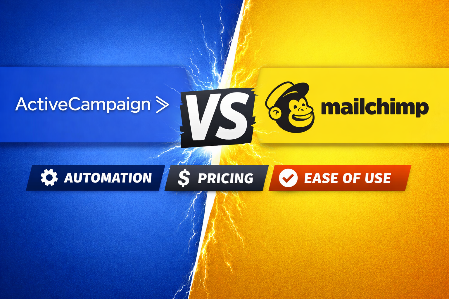ActiveCampaign vs Mailchimp feature comparison showing automation, pricing, and ease of use