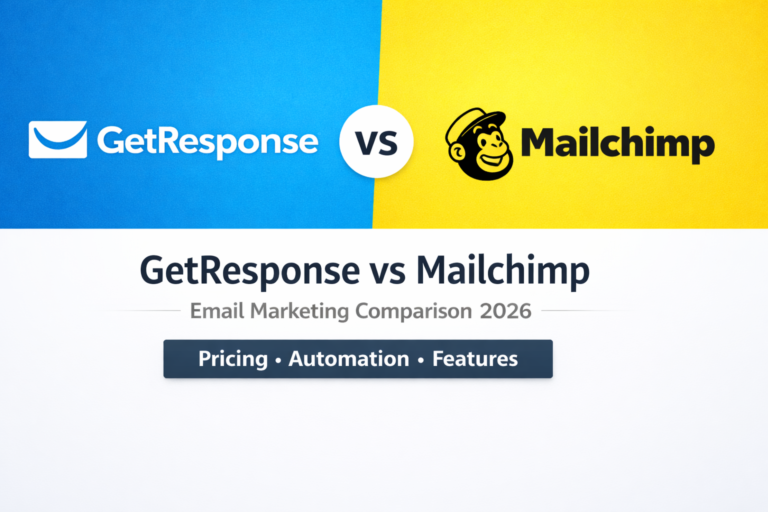 GetResponse vs Mailchimp email marketing platform comparison showing pricing, automation, and features
