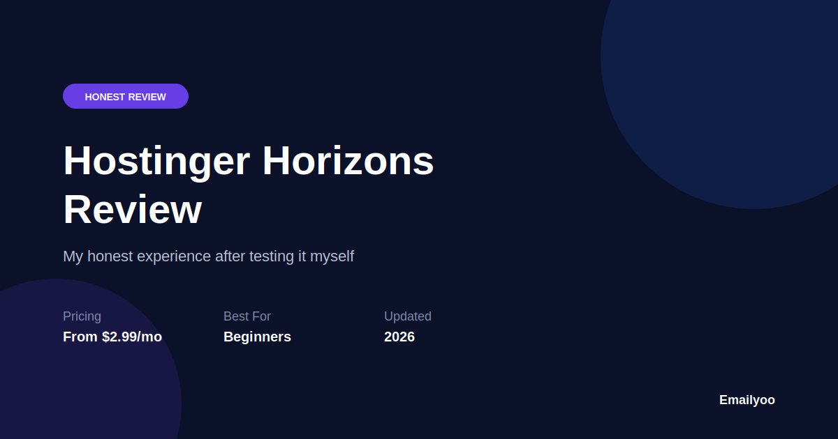 Hostinger Horizons review featured image showing pricing and best-use summary